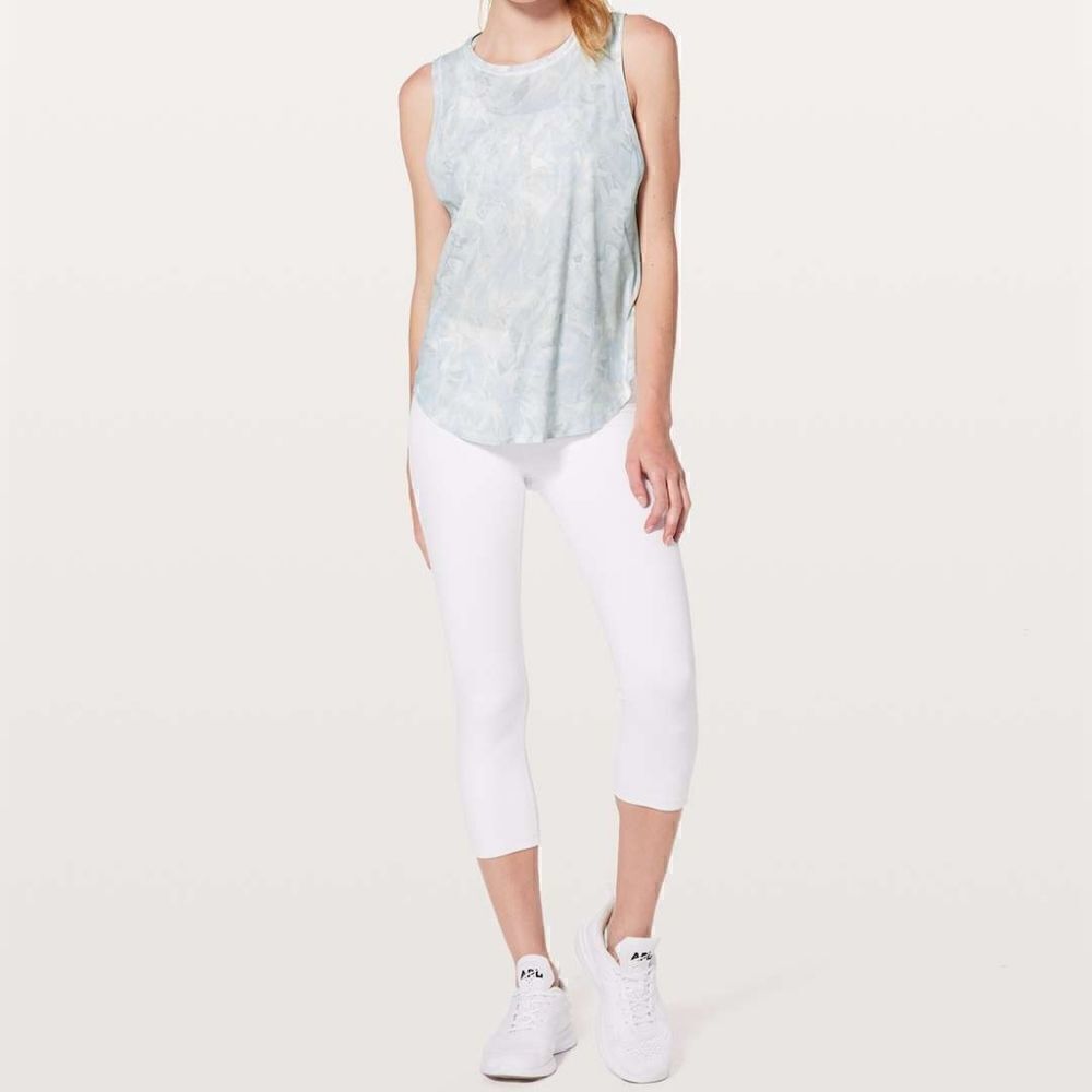 Lululemon Ace Tank Top White Multi Sleeveless Mesh Back Size 6